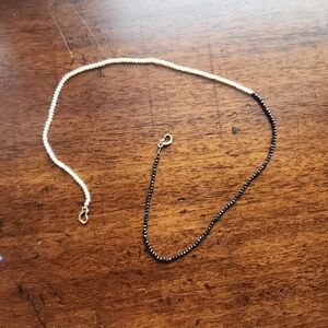 Bittersweets NY Serpentine Delilah Necklace, Pearl/Black Garnet 18"